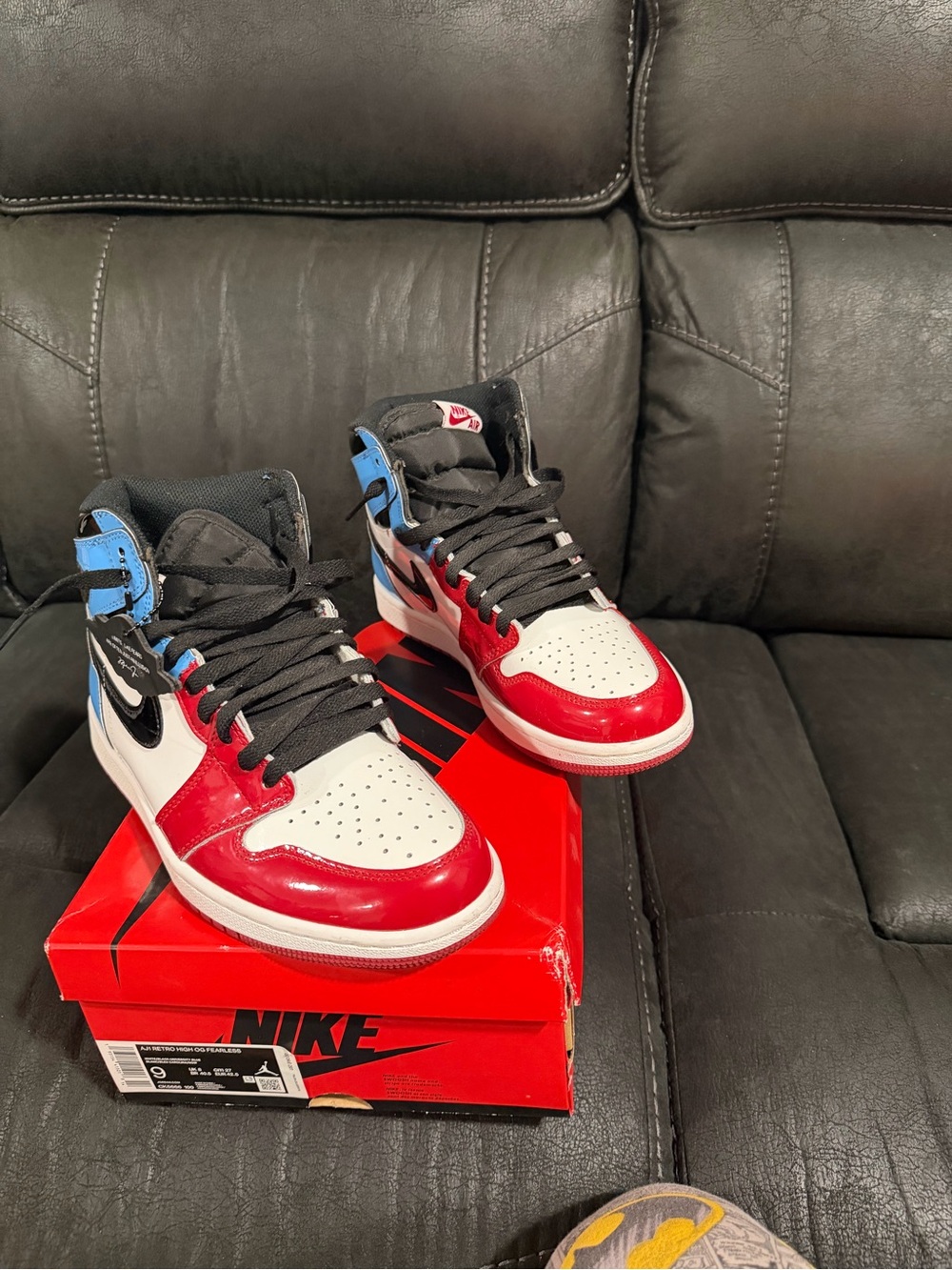 Nike High-Top Sneakers in Red, White, Black & Blue